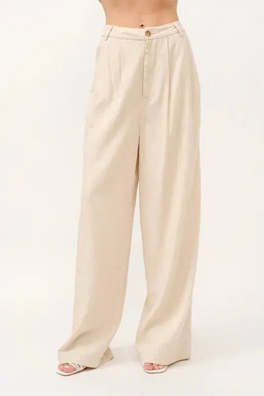 And The Why High-Rise Wide Leg Linen Blended Pants for Summer - Love Salve